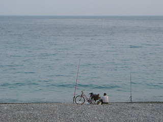 Image showing Fisherman at the sea.