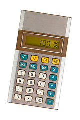 Image showing Old calculator showing a percentage - 100 percent