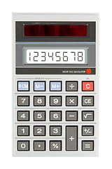 Image showing Old calculator showing a range of numbers