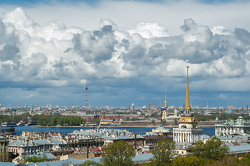 Image showing Main tower of Admiralty, Peter and Paul Cathedral