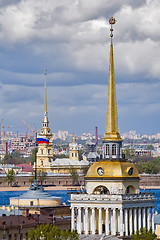 Image showing Main tower of Admiralty, Peter and Paul Cathedral