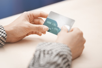 Image showing Woman with credit cards