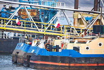 Image showing Ships moored at a shipyard