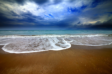 Image showing Sea beach and storm clouds