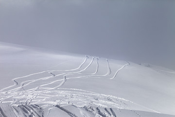 Image showing Ski slope in fog