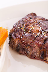 Image showing Grilled beef steak with seasoning