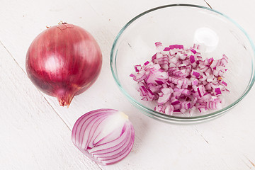 Image showing Fresh finely diced red onion