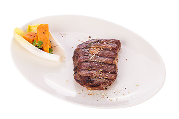 Image showing Grilled beef steak with seasoning