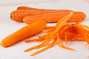 Image showing Fresh peeled carrots