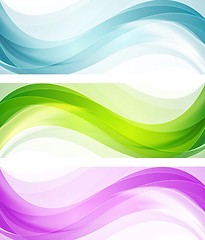 Image showing Abstract bright shiny waves. Vector banners