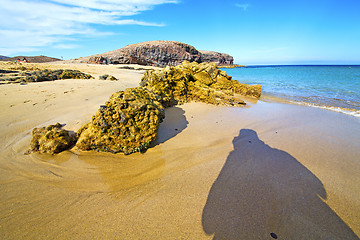 Image showing white coast lanzarote  in spain   beach   summer 