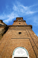 Image showing samarate old abstract    wall  and church tower bell sunny day 