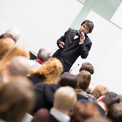 Image showing Speaker Talking at Business Conference.