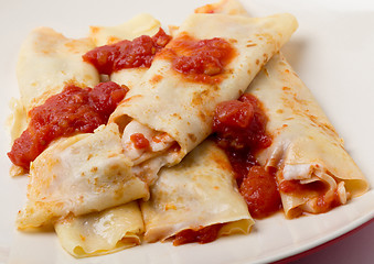 Image showing Goat cheese and tomato crepe