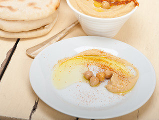 Image showing Hummus with pita bread 