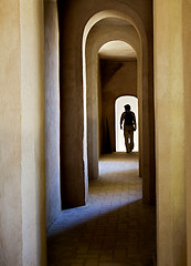 Image showing Tourist in archway