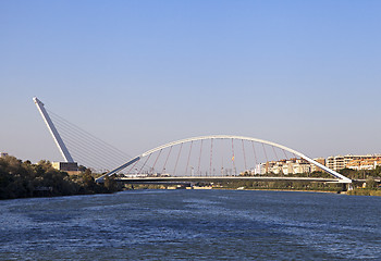 Image showing Alamillo bridge over Guadalquivir, Seville