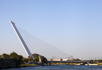 Image showing Alamillo bridge over Guadalquivir, Seville