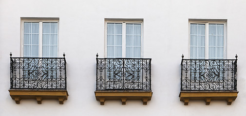 Image showing Balconies of a house in Seville