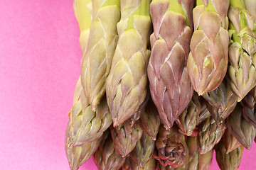 Image showing Raw green asparagus close-up