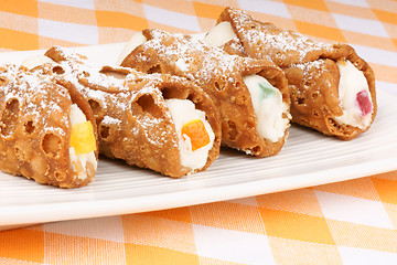 Image showing Close-up of original mini sicilian cannoli