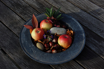 Image showing Fruit dish an autumn day