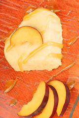 Image showing Heart shaped peach bavarian cream (bavarese)