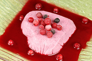 Image showing Heart shaped wild berries bavarian cream