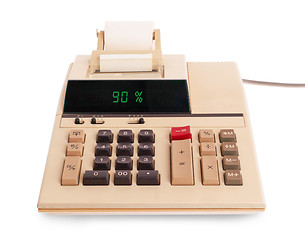 Image showing Old calculator showing a percentage - 90 percent