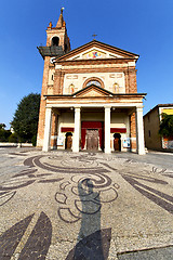 Image showing parabiago    old   church    brick tower sidewalk   lombardy  