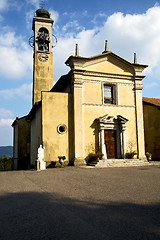 Image showing in  the comabbio    old   church  closed brick  sidewalk italy  