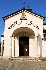 Image showing  church  in  the mozzate      closed brick tower sidewalk italy 