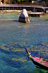 Image showing  blue lagoon  stone in thailand kho tao bay abstract of a pier b