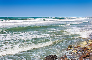 Image showing Landscape with views of the sea in the evening.