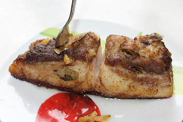 Image showing baked piece of meat on the plate