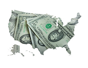 Image showing map of USA made from dollars