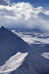 Image showing Speed flying in winter mountains