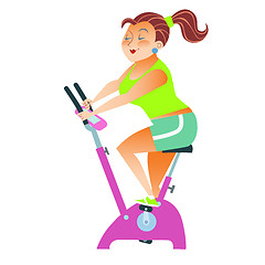 Image showing sportsman girl exercise bike