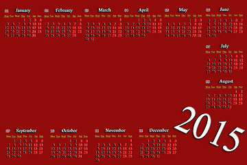 Image showing claret calendar for 2015 year with place for image