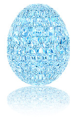 Image showing Light blue crystal easter egg on glossy white
