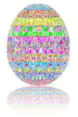 Image showing Easter egg composed of colorful gemstones on glossy white