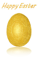 Image showing Easter egg of gold stripes on white background