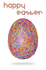 Image showing Easter egg of colorful stripes on white background