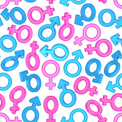 Image showing Seamless background of male and female gender symbols on white