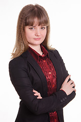 Image showing Portrait of a young confident woman in jacket