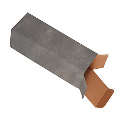 Image showing Old dirty cardboard box on a white background