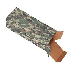 Image showing Camouflaged cardboard box on a white background