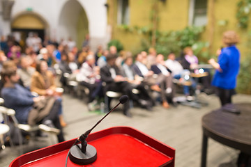 Image showing Female speaker at Business Conference.