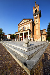 Image showing parabiago in  the old   church  closed brick   sidewalk italy  l