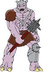 Image showing Orc Warrior Holding Club Front Cartoon